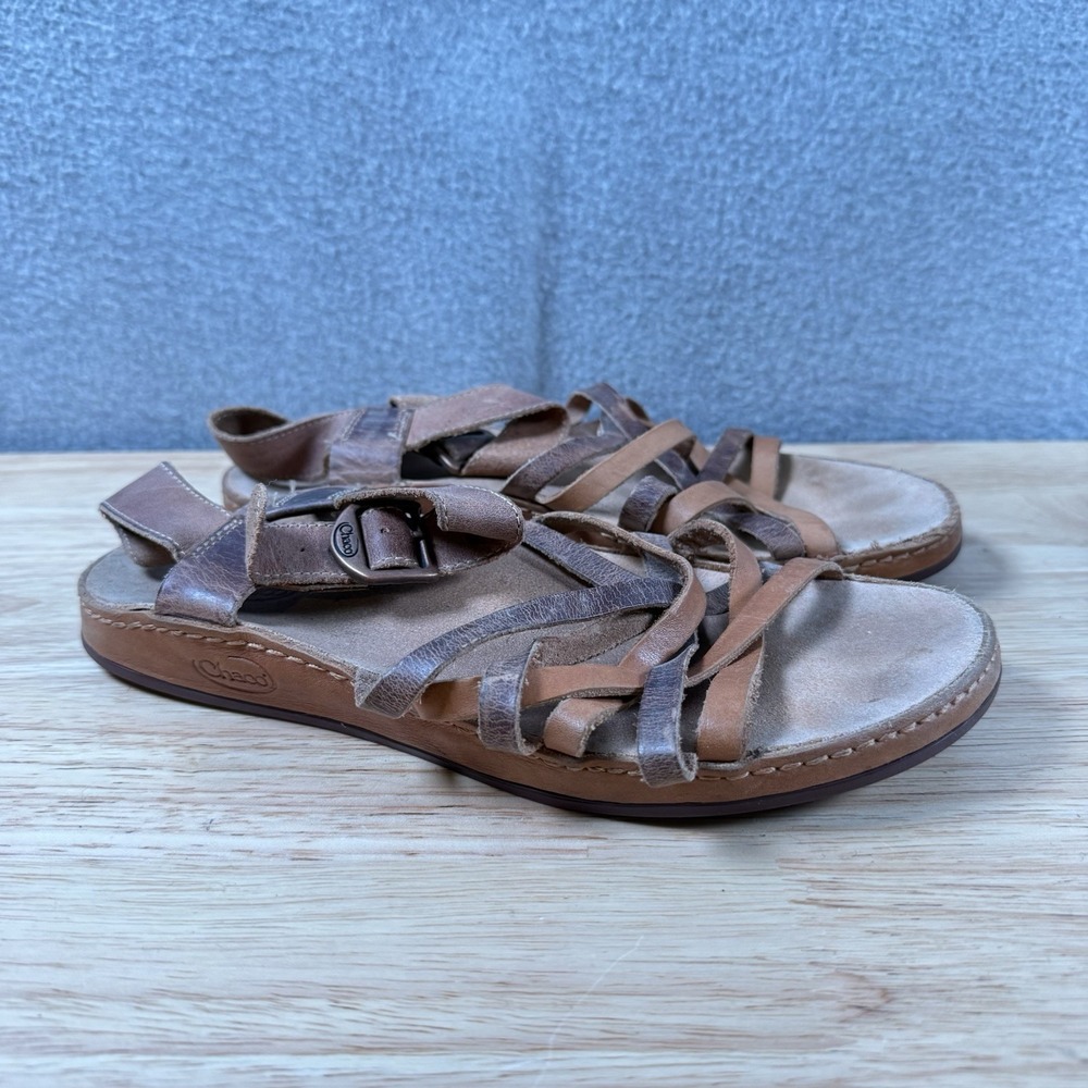Chaco Strappy Comfort Sandals Fallon Toasted Two Tone Brown Leather Size 7